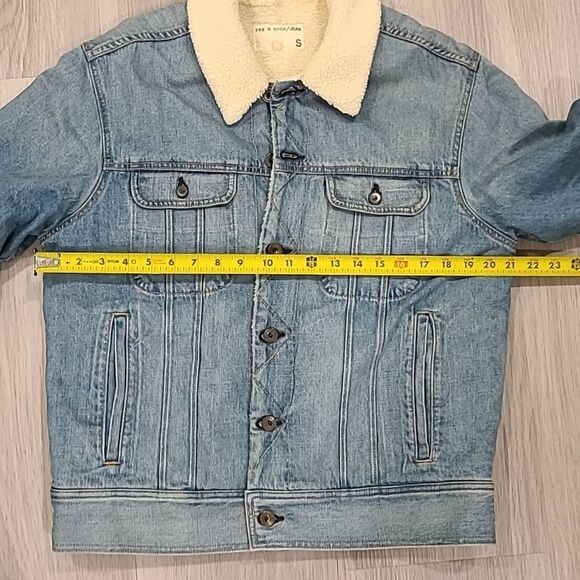 Rag & Bone Huntington Sherpa Lined Denim Jacket Coat SM Oversized Style winter - Picture 4 of 6